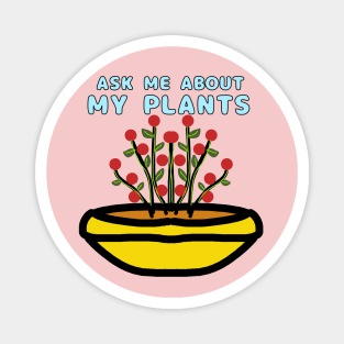 Red Flower Plants In A Pot Magnet